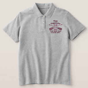 Crossed Paddles Embroidery for Club Camp Team Lake Embroidered Polo Shirt