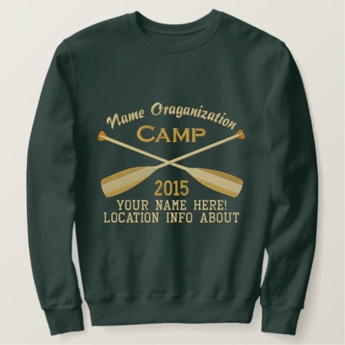 Crossed Paddles Embroidery for Club Camp Team Lake Embroidered Sweatshirt