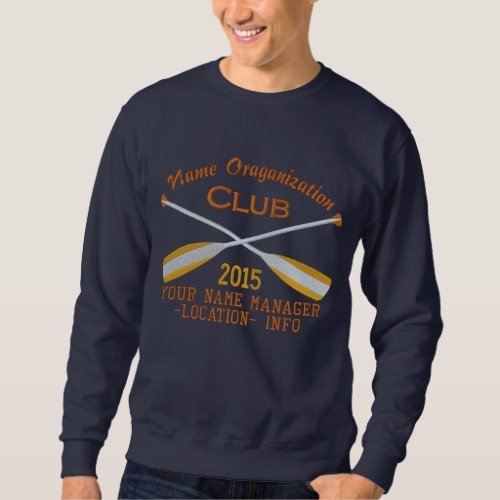 Crossed Paddles Embroidery for Club Camp Team Lake Embroidered Sweatshirt