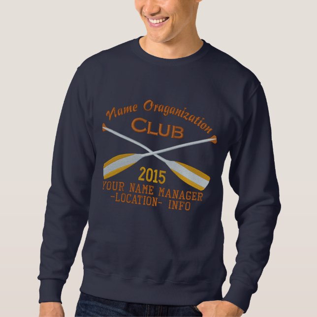 Crossed Paddles Embroidery for Club Camp Team Lake Embroidered Sweatshirt (Front)
