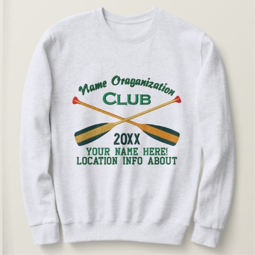 Crossed Paddles Embroidery for Club Camp Team Lake Embroidered Sweatshirt