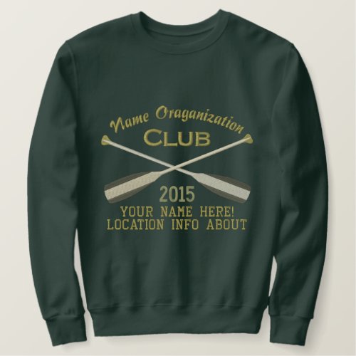 Crossed Paddles Embroidery for Club Camp Team Lake Embroidered Sweatshirt