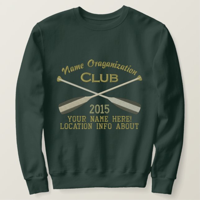 Crossed Paddles Embroidery for Club Camp Team Lake Embroidered Sweatshirt (Design Front)