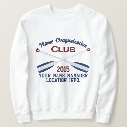 Crossed Paddles Embroidery for Club Camp Team Lake Embroidered Sweatshirt