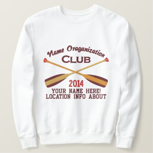 Crossed Paddles Embroidery for Club Camp Team Lake Embroidered Sweatshirt