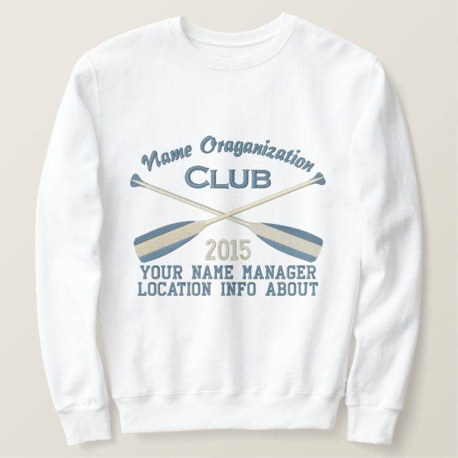 Crossed Paddles Embroidery for Club Camp Team Lake Embroidered Sweatshirt (Design Front)
