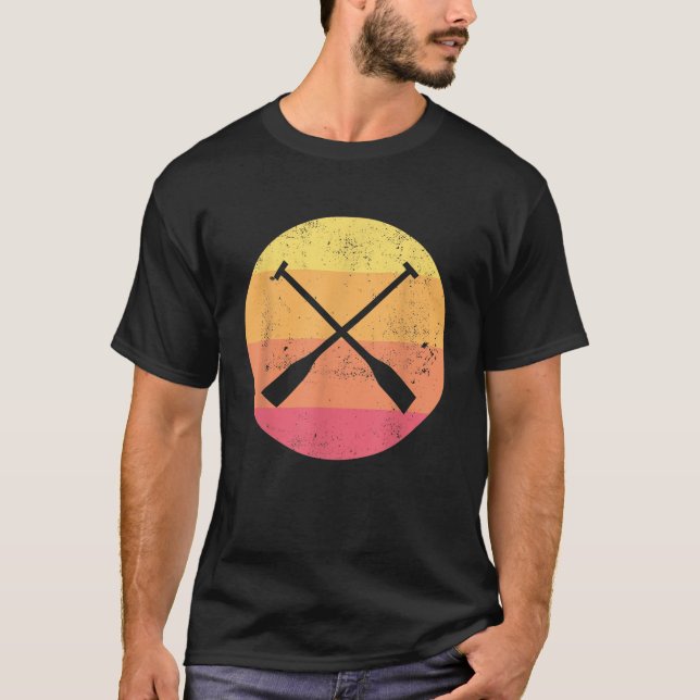 Crossed Paddles Retro Canoeing Or Kayaking Paddle  T-Shirt (Front)