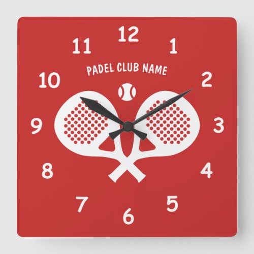 Crossed padel tennis rackets wall clock for club