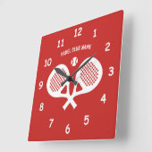 Crossed padel tennis rackets wall clock for club | Zazzle
