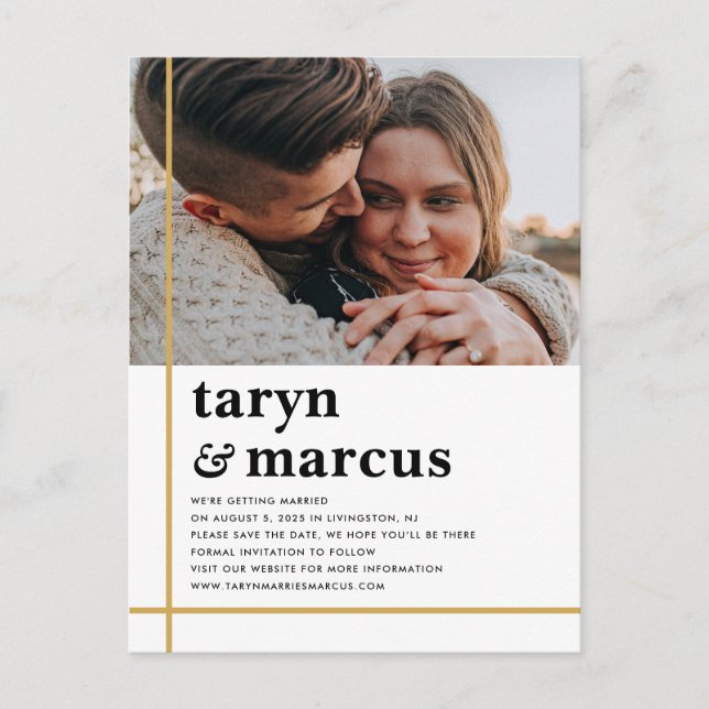 Crossed Path Editable Color Save The Date Postcard (Front)