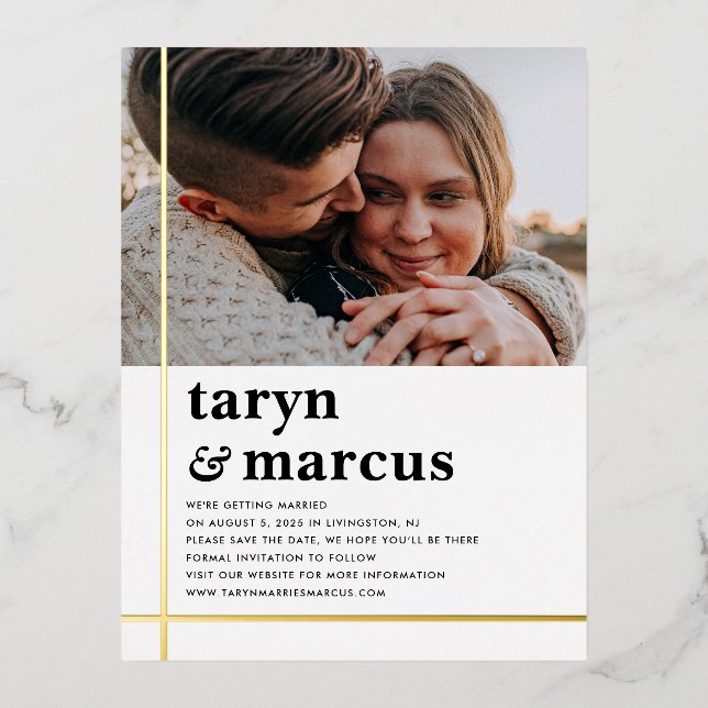 Crossed Path FOIL Save The Date Postcard (Front)