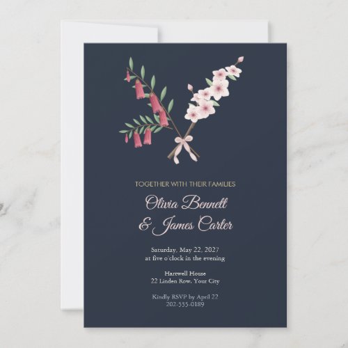 Crossed Philesia Almond Wedding Invitation