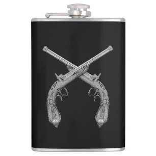 Crossed Pistols Black Flask