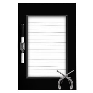 Crossed Pistols Black Lined Dry Erase Board