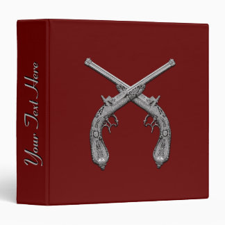 Crossed Pistols Maroon with Name 3 Ring Binder