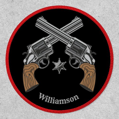 Crossed Pistols  Sheriff Badge Custom Name Patch 