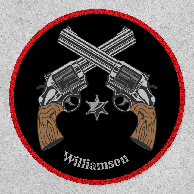 Crossed Pistols & Sheriff Badge Custom Name Patch  (Front)