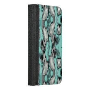 Crossed pixelated lines forming abstract squares iPhone 8/7 wallet case