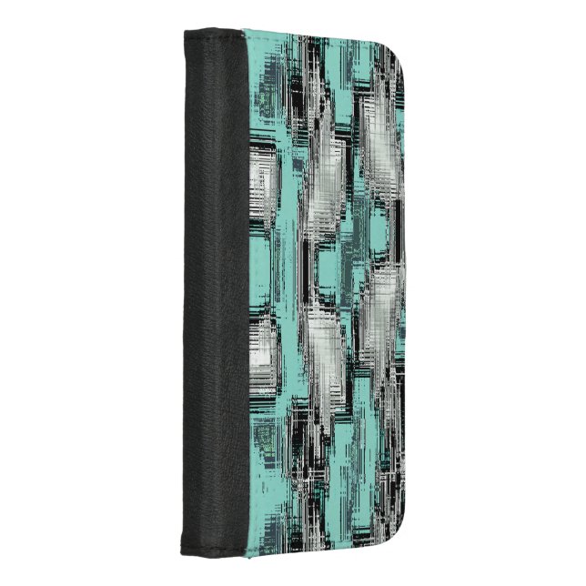 Crossed pixelated lines forming abstract squares iPhone wallet case (Right)
