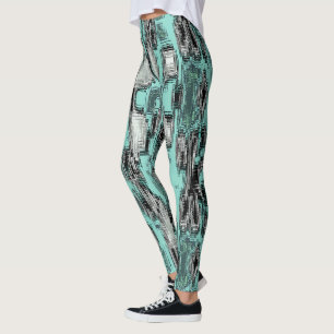 Crossed pixelated lines forming abstract squares leggings
