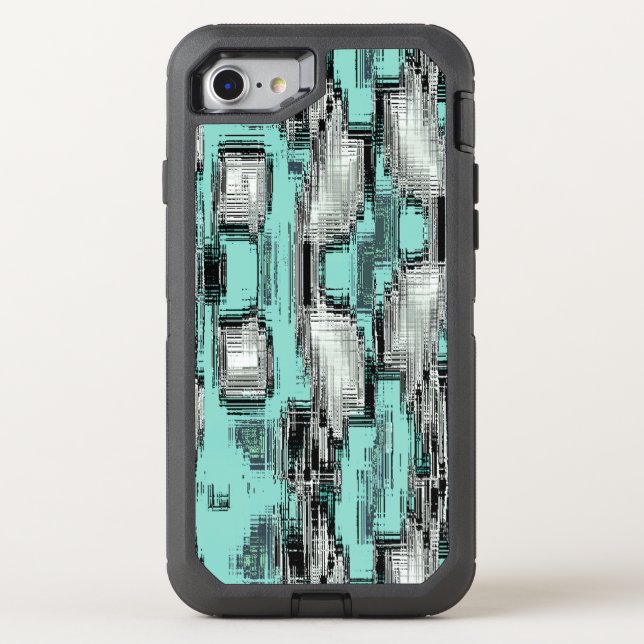 Crossed pixelated lines forming abstract squares otterbox iPhone case (Back)