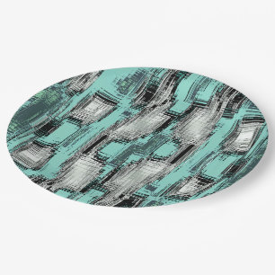 Crossed pixelated lines forming abstract squares paper plates