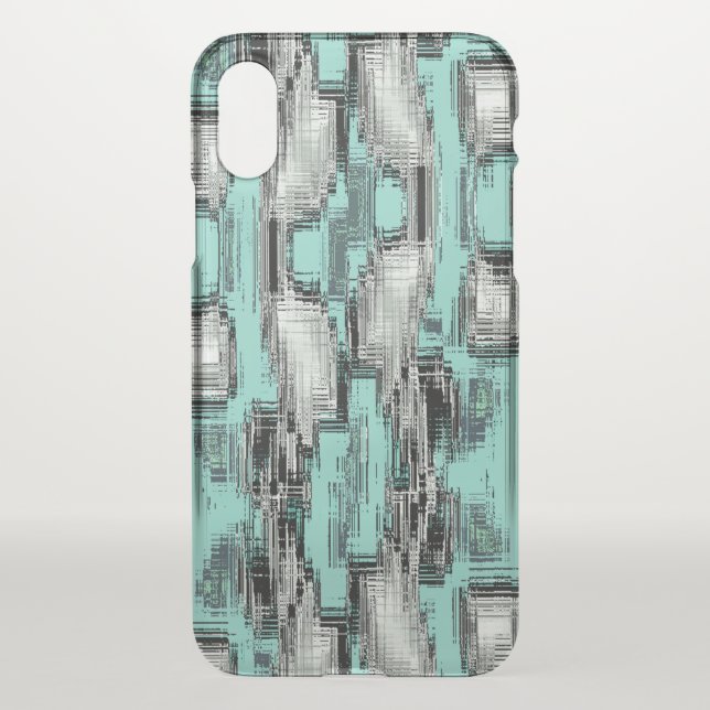 Crossed pixelated lines forming abstract squares uncommon iPhone case (Back)
