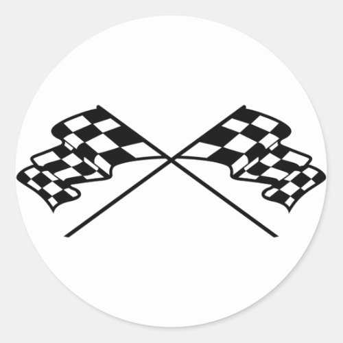 Crossed Racing Flags Classic Round Sticker