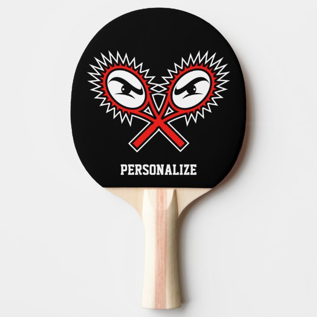 Crossed racket logo table tennis ping pong paddle (Front)
