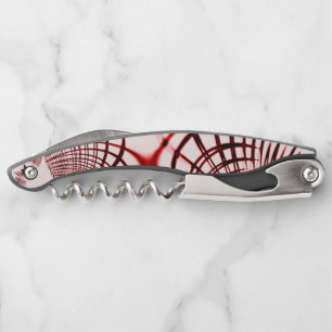 Crossed red and brown curves on light background waiter's corkscrew