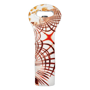 Crossed red brown curved traces, aged effect wine bag