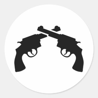 Crossed revolver classic round sticker
