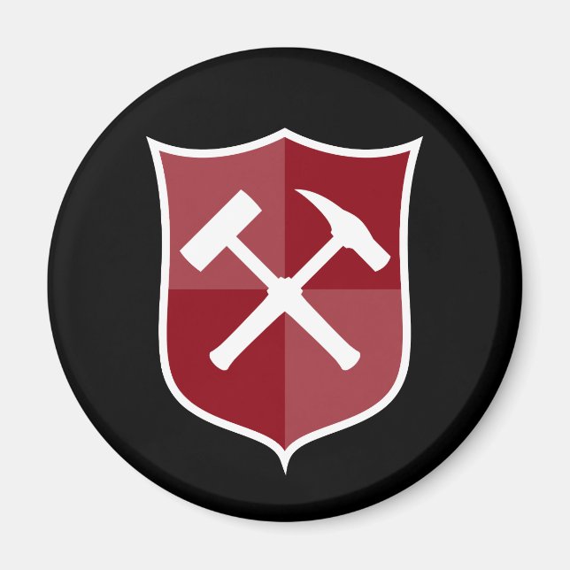 Crossed Rock Hammer Shield Magnet (Front)