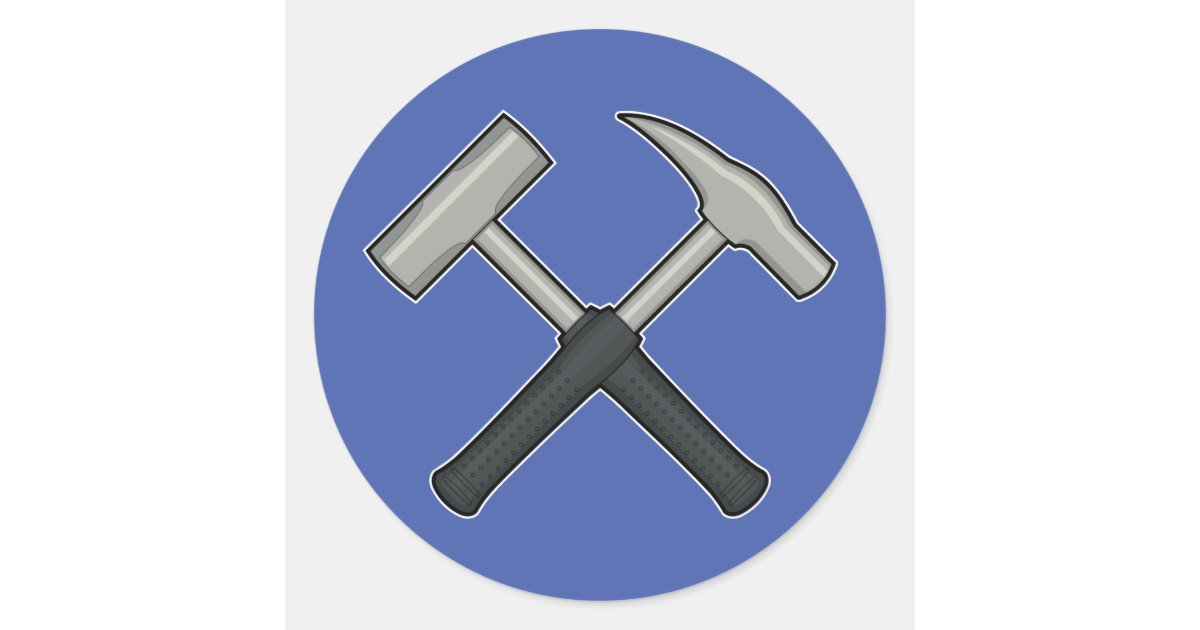 Crossed Rock Hammers Classic Round Sticker Zazzle