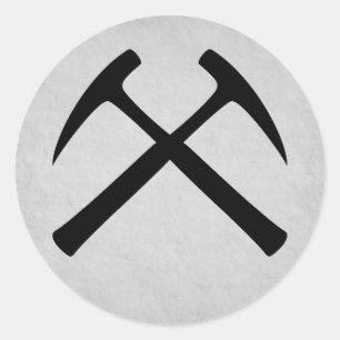 Crossed Rock Hammers Sticker (gray)