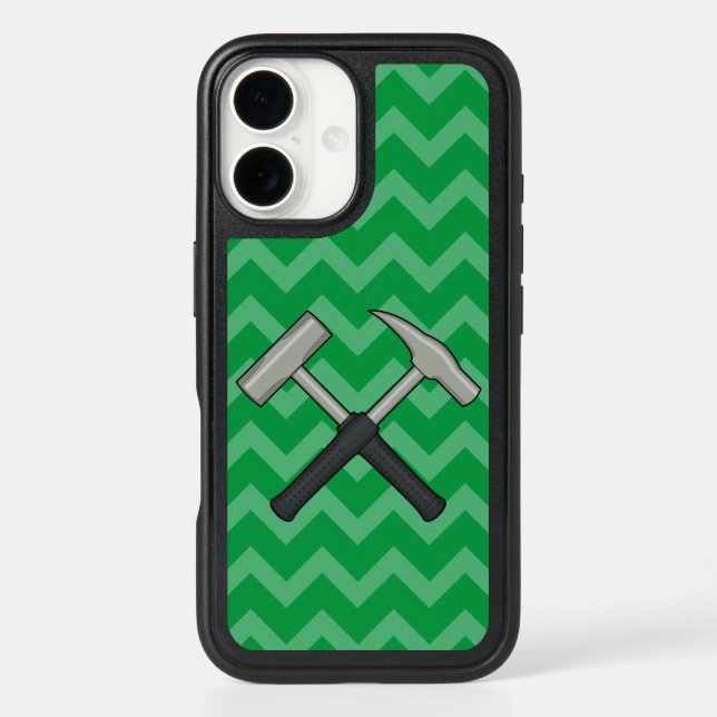 Crossed Rock Hammers with Chevron Pattern Otterbox iPhone Case (Back)