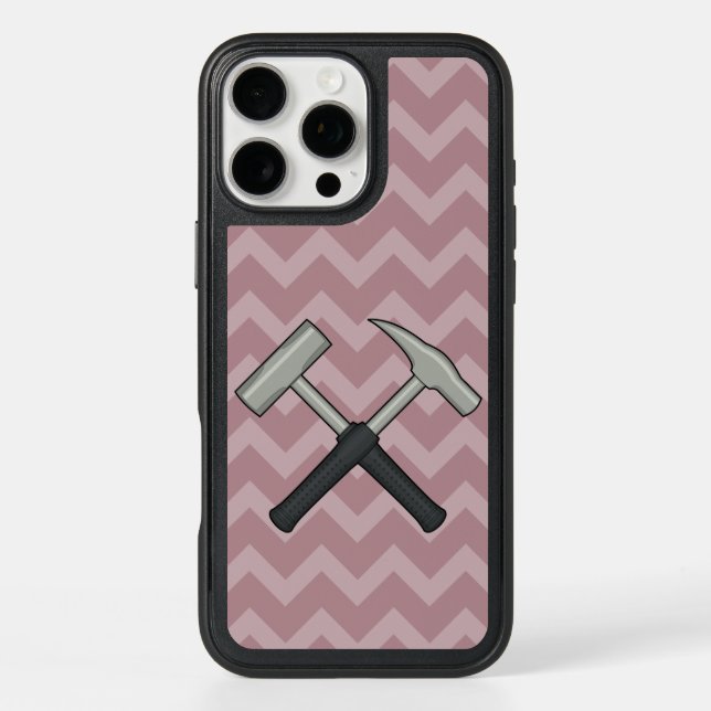 Crossed Rock Hammers with Chevron Pattern Otterbox iPhone Case (Back)