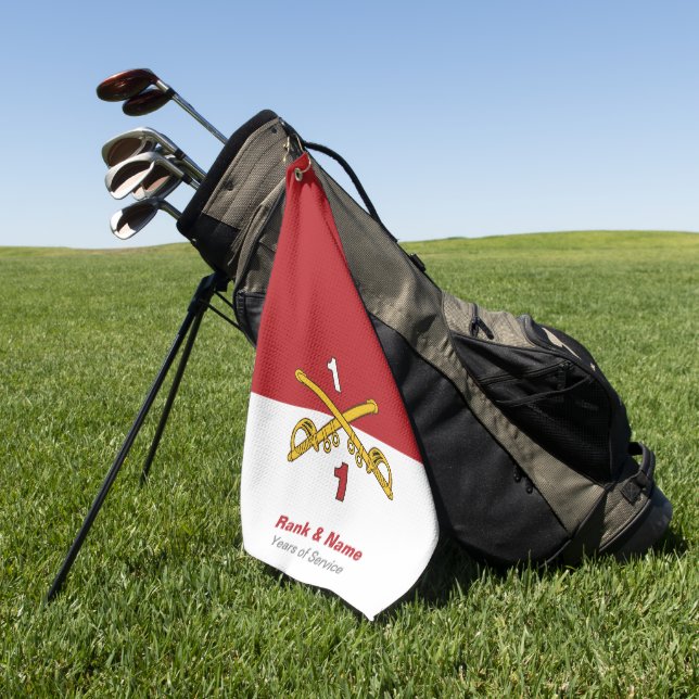 Crossed Sabers Cavalry Golf Towel - Red & White (Green)