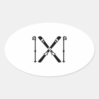 Crossed ski oval sticker