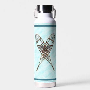 Crossed Snowshoes On Snow Water Bottle