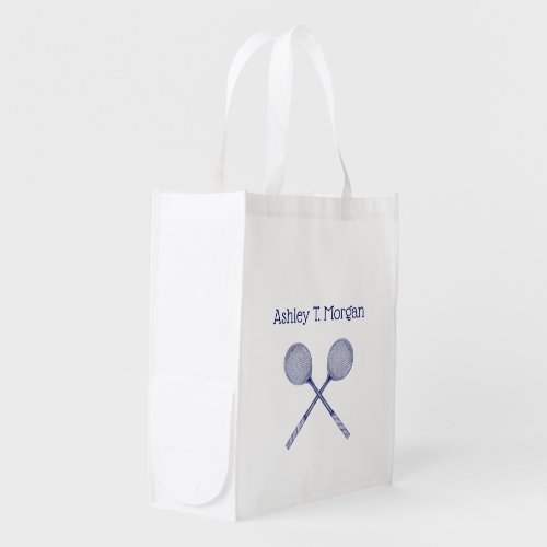 Crossed Squash Racquets Blue Grocery Bag