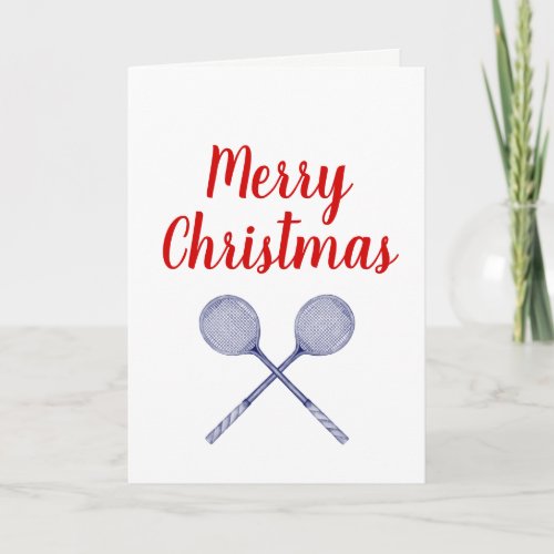 Crossed Squash Racquets Blue Holiday Card