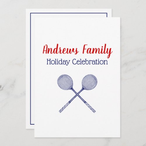 Crossed Squash Racquets Blue Invitation