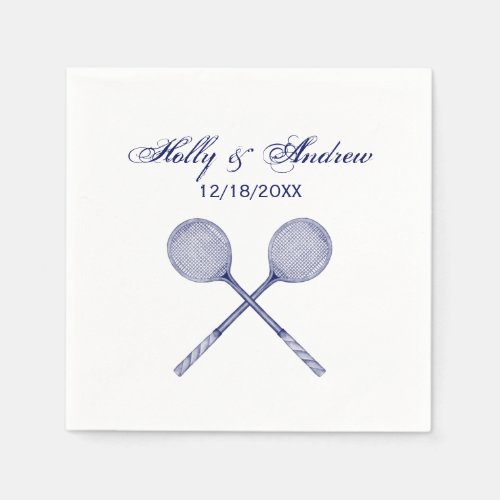 Crossed Squash Racquets Blue Napkins