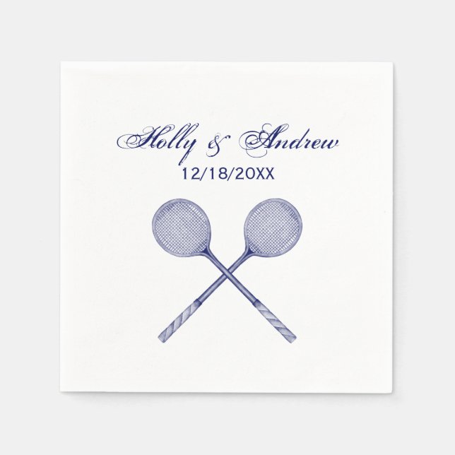 Crossed Squash Racquets Blue Napkins (Front)