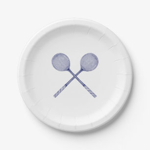 Crossed Squash Racquets Blue Paper Plates
