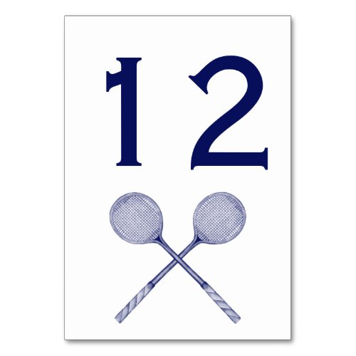 Crossed Squash Racquets Blue Table Number