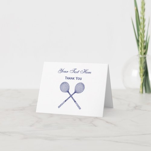 Crossed Squash Racquets Blue Thank You Card