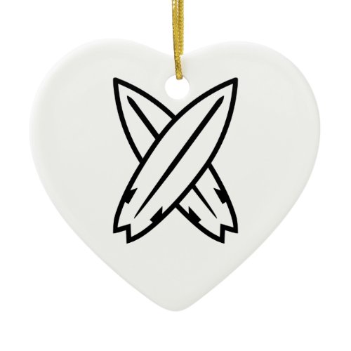 Crossed surfboards ceramic ornament