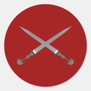 crossed swords classic round sticker
